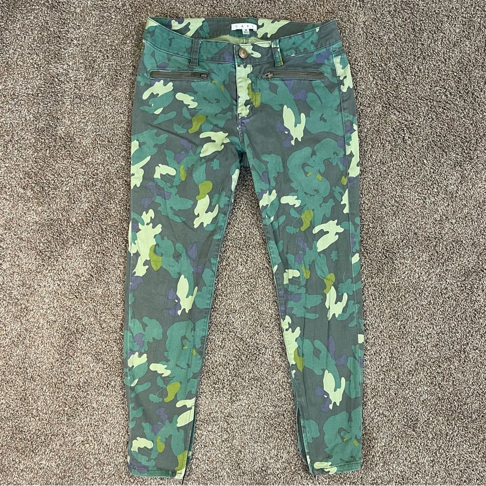 Cabi Clover Camo Skinny Jeans Zippers Cotton Women’s Size 8